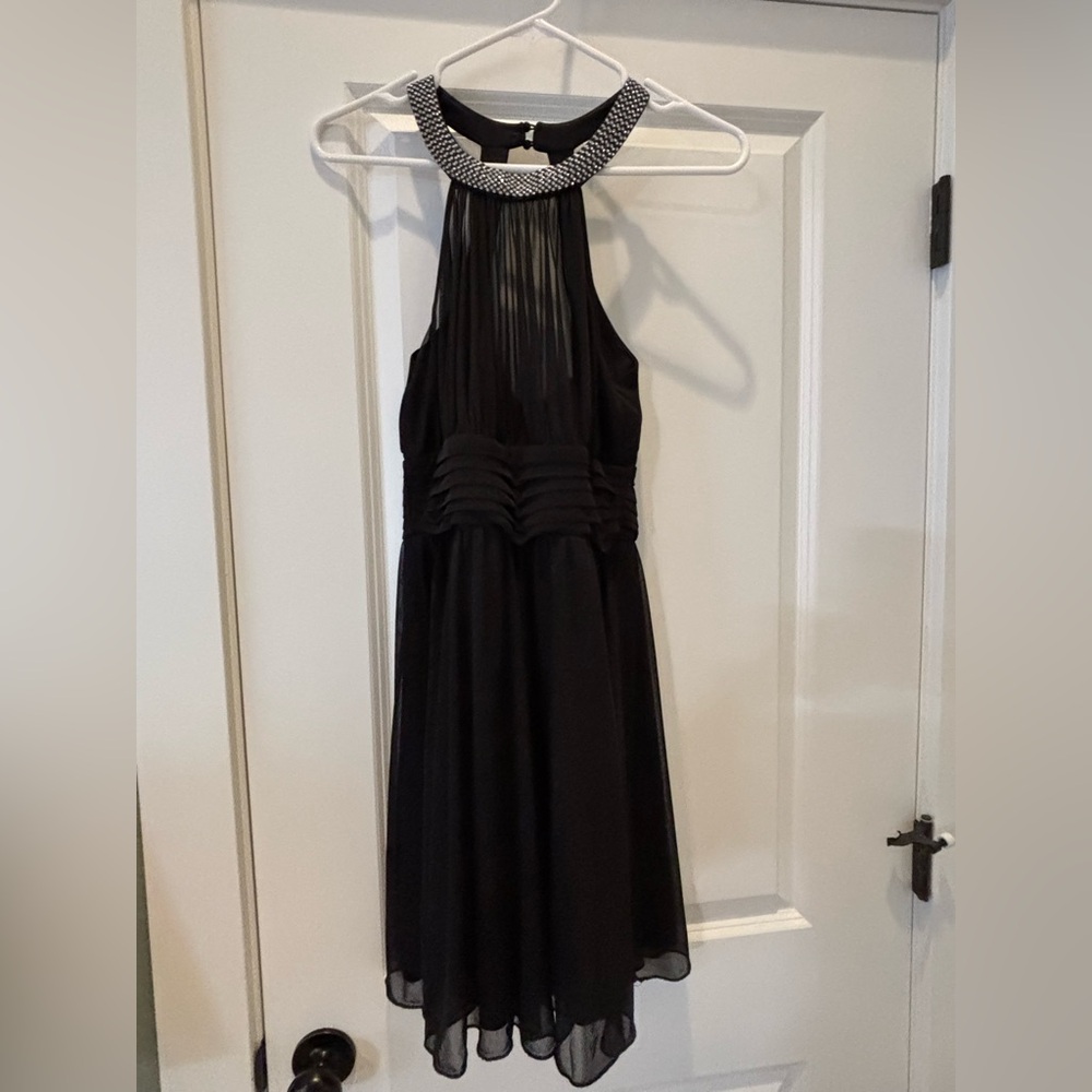 Speechless Black Halter Pleated Cocktail Dress with Embellished Neckline - Picture 2 of 7